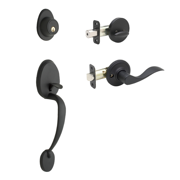 Copper Creek Colonial Handleset, Waverlie Left Hand Lever Int. Trim, Black CZ2610XWLL-BC